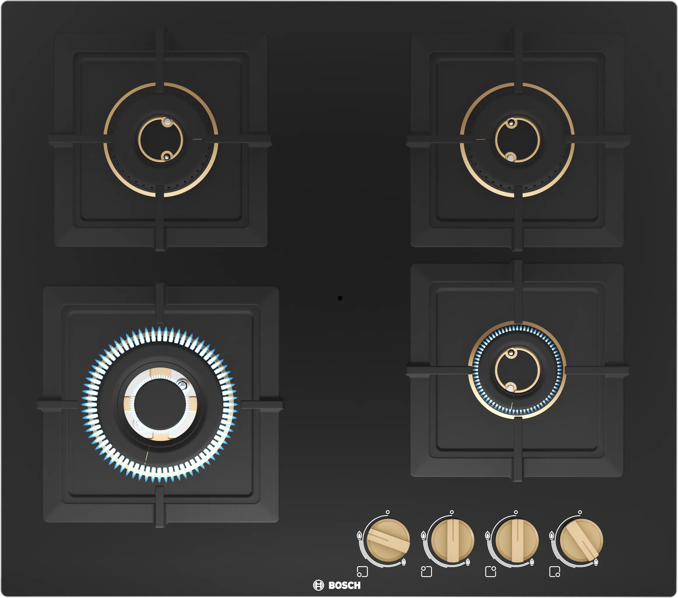 BOSCH Series 4 Gas hob 60 cm Tempered glass, Black PNH6B6F20I