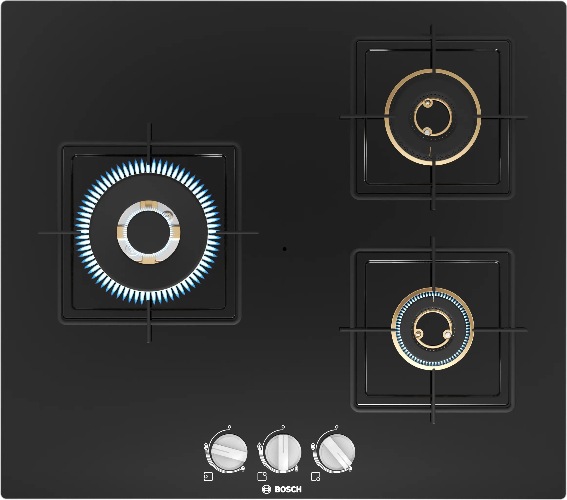 BOSCH Series 4 Gas hob 60 cm Tempered glass, Black PNC6B6F10I